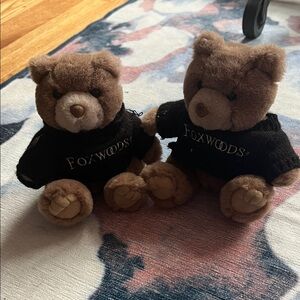 Foxwoods Brown Plush Bear Pair with Black Sweaters